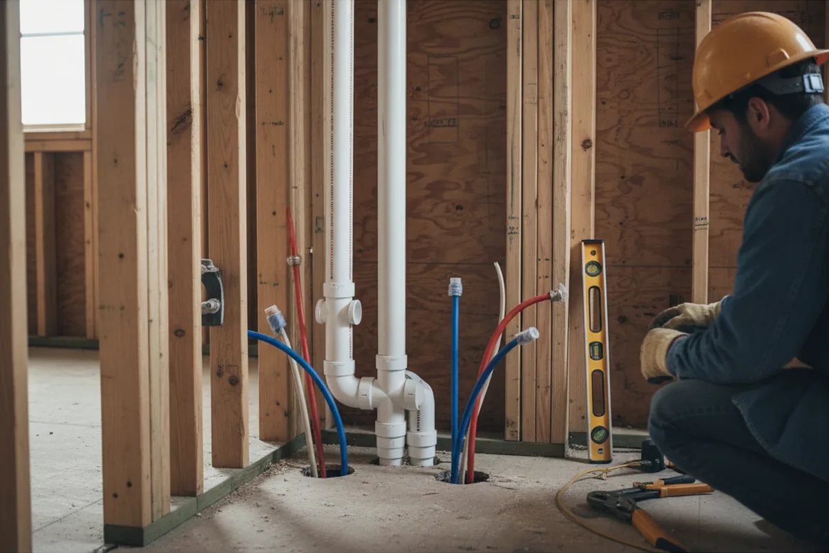 Drain and supply rough-in during Sump Pump Repair in Hurricane