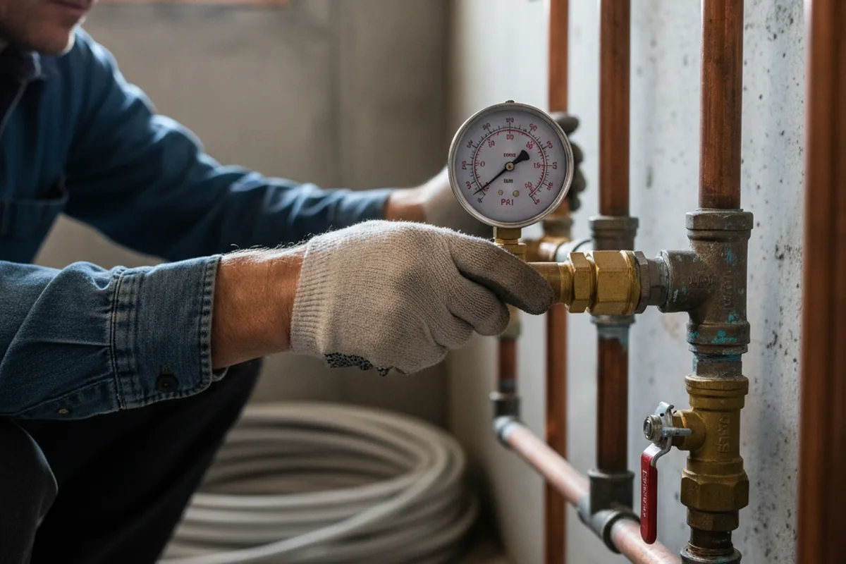 Pressure testing a repaired line during Water Line Repair in Hurricane
